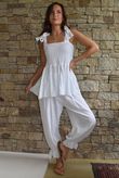 Sundaze Cheesecloth Tie Shoulder Top White
