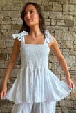 Sundaze Cheesecloth Tie Shoulder Top White