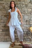 Sundaze Cheesecloth Tie Shoulder Top White