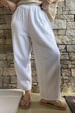 Suri Cushion Cotton Barrel Pant White