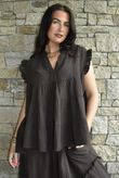 Tasha Cushion Cotton Cap Sleeve Tier Top Chocolate