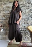 Tasha Cushion Cotton Cap Sleeve Tier Top Chocolate