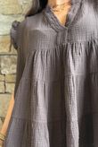Tasha Cushion Cotton Cap Sleeve Tier Top Chocolate