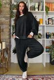 Terry B Lantern Sleeve Sweatshirt Black