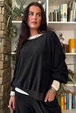 Terry B Lantern Sleeve Sweatshirt Black