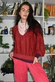 Terry B Lantern Sleeve Sweatshirt Burgundy