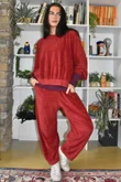 Terry B Lantern Sleeve Sweatshirt Burgundy