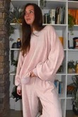 Terry B Lantern Sleeve Sweatshirt Dusky Rose