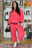 Terry B Lantern Sleeve Sweatshirt Raspberry