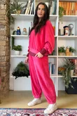 Terry B Lantern Sleeve Sweatshirt Raspberry