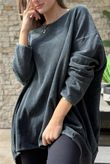 Terry B Scoop Dip Back Top Charcoal /8 =