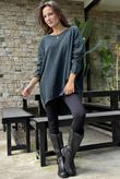 Terry B Scoop Dip Back Top Charcoal /8 =