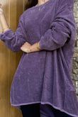 Terry B Scoop Dip Back Top Dewberry