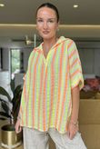 The Penelope Pillow Cotton Throw On Shirt Citronella & Calypso