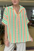 The Penelope Pillow Cotton Throw On Shirt Twist Of Lime & Calypso