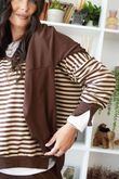 The Sunday Morning Stripe V Slouch Sweatshirt Chocolate Sand