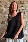 Tilda Floral Applique Tank Black