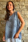 Tilda Floral Applique Tank Denim
