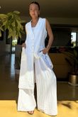 Trinny Longline Sleeveless Belted Shirt White