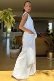 Trinny Longline Sleeveless Belted Shirt White