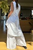 Trinny Longline Sleeveless Belted Shirt White