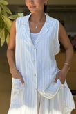 Trinny Longline Sleeveless Belted Shirt White