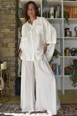 Vince Flat Front Shirring Flare White