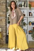 Vince Flat Front Shirring Flare Chartreuse