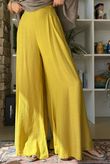 Vince Flat Front Shirring Flare Chartreuse