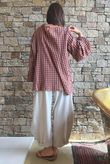 Vivienne Plaid Bell Sleeve Peasant Smock Chestnut & Hazelnut