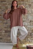 Vivienne Plaid Bell Sleeve Peasant Smock Chestnut & Hazelnut