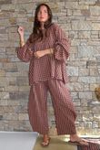 Vivienne Plaid Bell Sleeve Peasant Smock Chestnut & Hazelnut