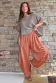 Vivienne Plaid 7/8 Barrel Pant Chestnut & Marmalade