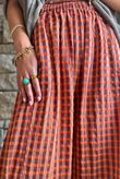 Vivienne Plaid 7/8 Barrel Pant Chestnut & Marmalade