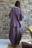 Vivienne Plaid Bell Sleeve Peasant Smock Aubergine & Denim