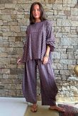 Vivienne Plaid Bell Sleeve Peasant Smock Aubergine & Denim
