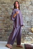 Vivienne Plaid Bell Sleeve Peasant Smock Aubergine & Denim