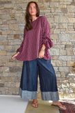 Vivienne Plaid Bell Sleeve Peasant Smock Burgundy & Russet