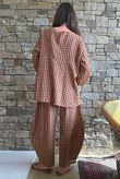Vivienne Plaid Bell Sleeve Peasant Smock Olive & Russet