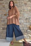 Vivienne Plaid Bell Sleeve Peasant Smock Olive & Russet