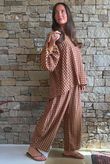 Vivienne Plaid Bell Sleeve Peasant Smock Olive & Russet