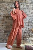 Vivienne Plaid Bell Sleeve Peasant Smock Chestnut & Marmalade