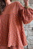 Vivienne Plaid Bell Sleeve Peasant Smock Chestnut & Marmalade