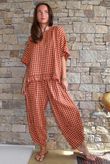 Vivienne Plaid Frill Box Top Chestnut & Marmalade