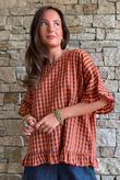 Vivienne Plaid Frill Box Top Chestnut & Marmalade