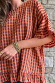 Vivienne Plaid Frill Box Top Chestnut & Marmalade