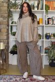 Vivienne Plaid Relaxed Barrel Pant Chocolate & Oat