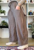 Vivienne Plaid Relaxed Barrel Pant Chocolate & Oat
