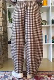 Vivienne Plaid Relaxed Barrel Pant Chocolate & Oat