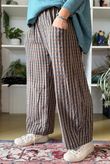 Vivienne Plaid Relaxed Barrel Pant Chocolate & Teal
